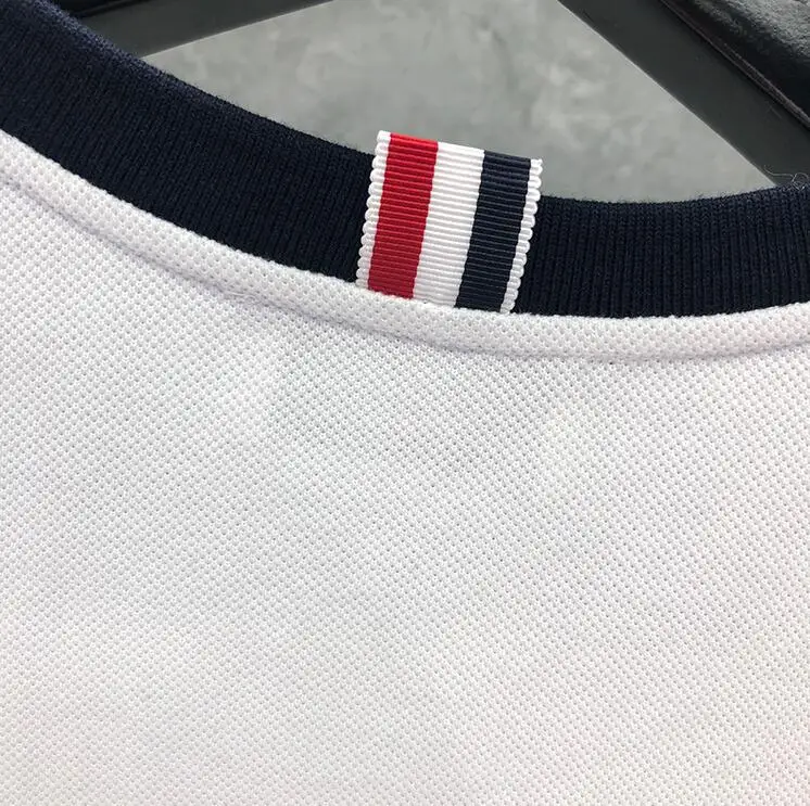 

TB THOM BULUO Brand T-shirt O-Neck Patchwork Short-sleeved T-shirt Men Women Cotton Couple Solid Summer Casual Clothing