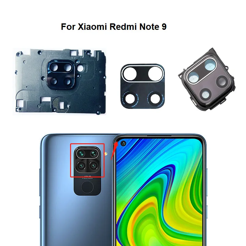 

Новинка для Xiaomi Redmi Note 9 задняя камера Стекло задняя камера стеклянный объектив с рамкой клейкая наклейка на клейкой основе