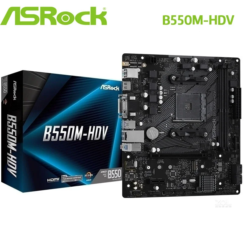 ASROCK B550M-HDV материнская плата AM4 AMD B550 DDR4 64 Гб десктопная 3rd-Gen M.2 NVME слот PCI-E 4 0 М. 2 |