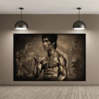retro bruce lee print poster bruce lee muscle inspiration canvas painting portrait wall picture living room home decor no frame