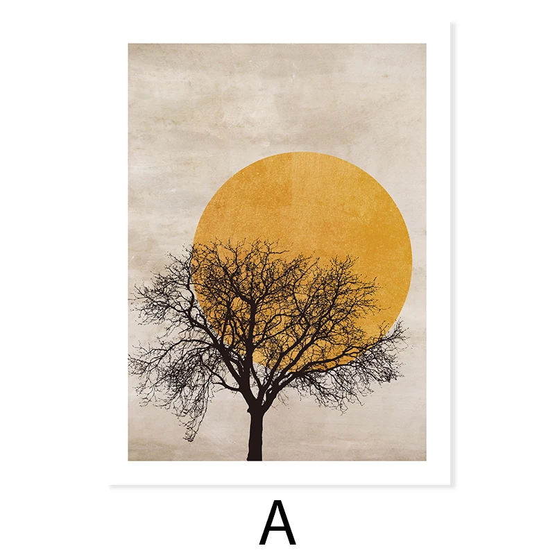 Sun Silhouette Scandinavian Design Burnt Orange Canvas Painting Wall Art Posters and Prints Picture for Living Room Home Decor | Дом и сад