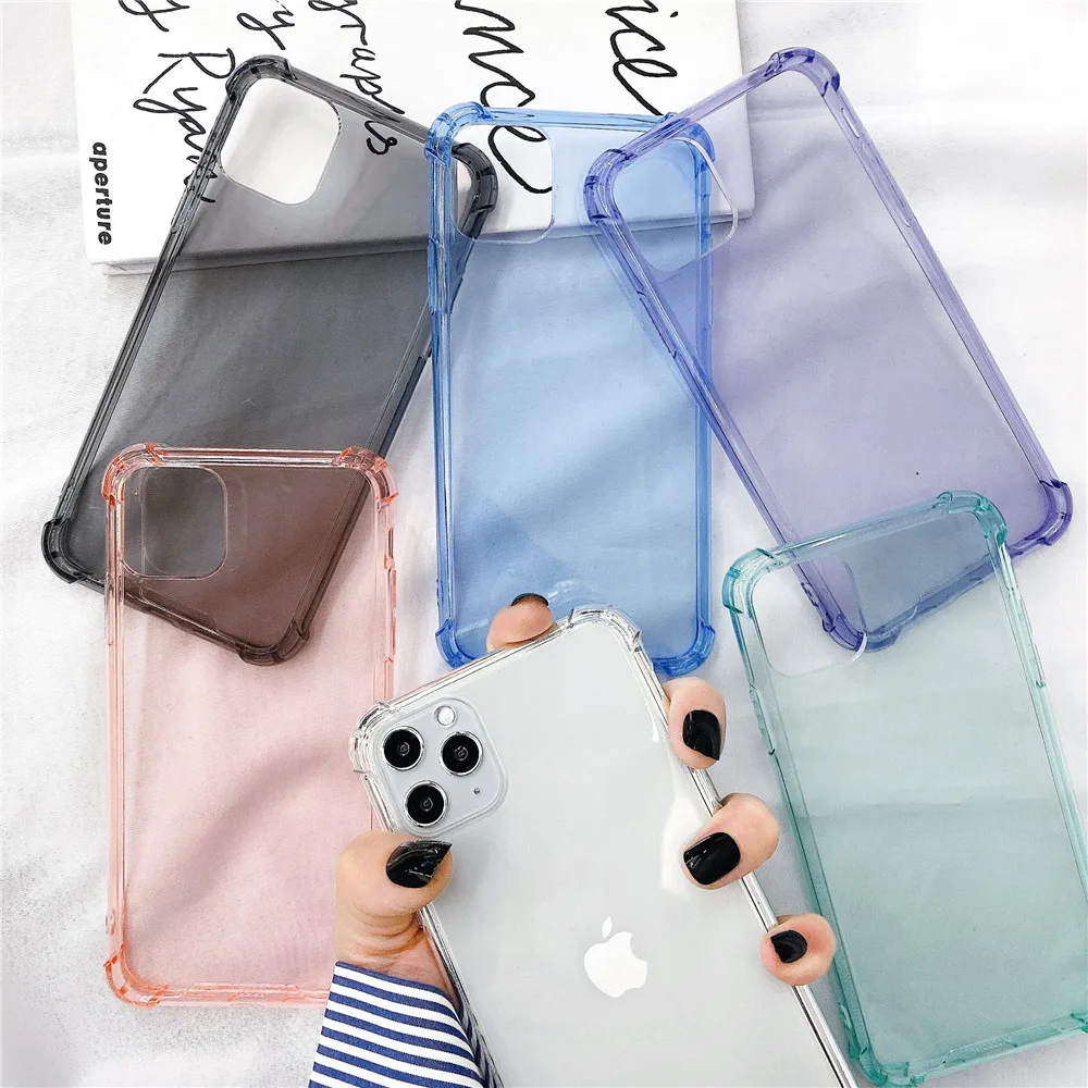 

Fashion Clear Phone Case For iPhone 12 mini 11 Pro Max XR XS 7 8 Plus SE 2020 Cases TPU Soft Anti-knock Airbag Transparent Cover