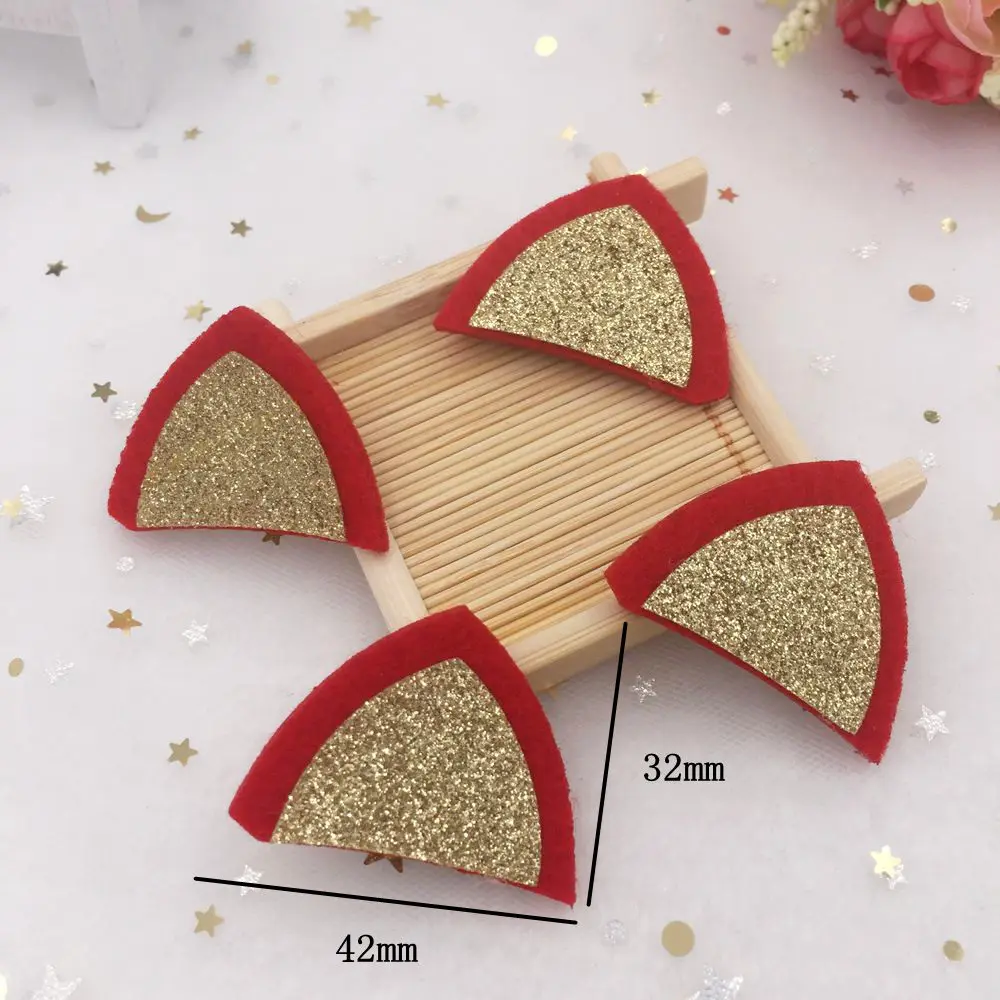 Смешанные 10 шт. фетровой ткани с блестками Блестящие милые кошачьи ушки