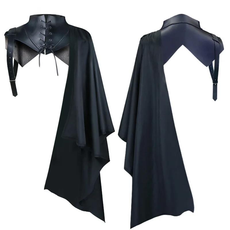 

Mens Assassin Costume Pirate Cosplay Medieval Armor Shawl Cape Gothic SteamPunk Warrior Hooded Cloak Cape