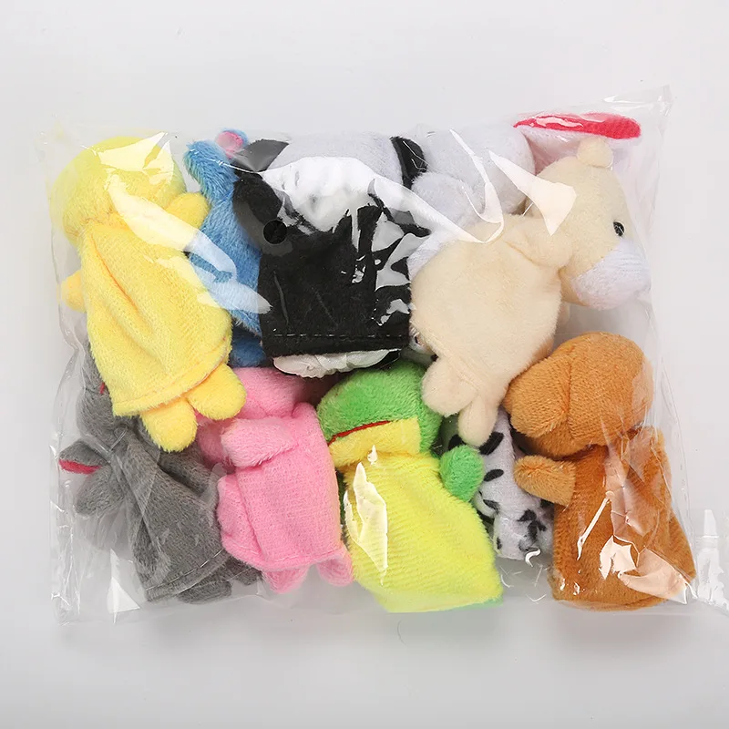 

10pcs Cartoon Finger Puppet Plush Toys Cute Animal Finger Puppet Dolls Telling Stories To Baby Birthday Gift