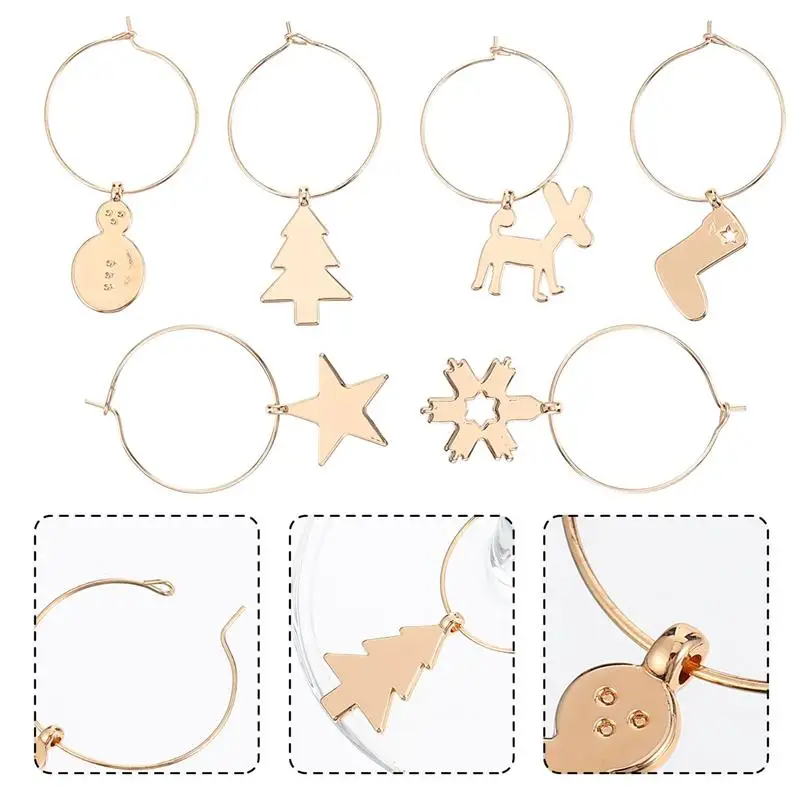 6 шт. металлическая чашка кольца Рождество Опора декоративный бокал для вина