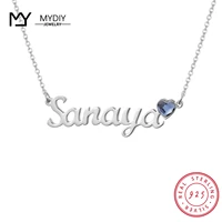 personalize necklace 925 sterling sliver pendant name custom jewelry heart birthstone fashion anniversary gift for women