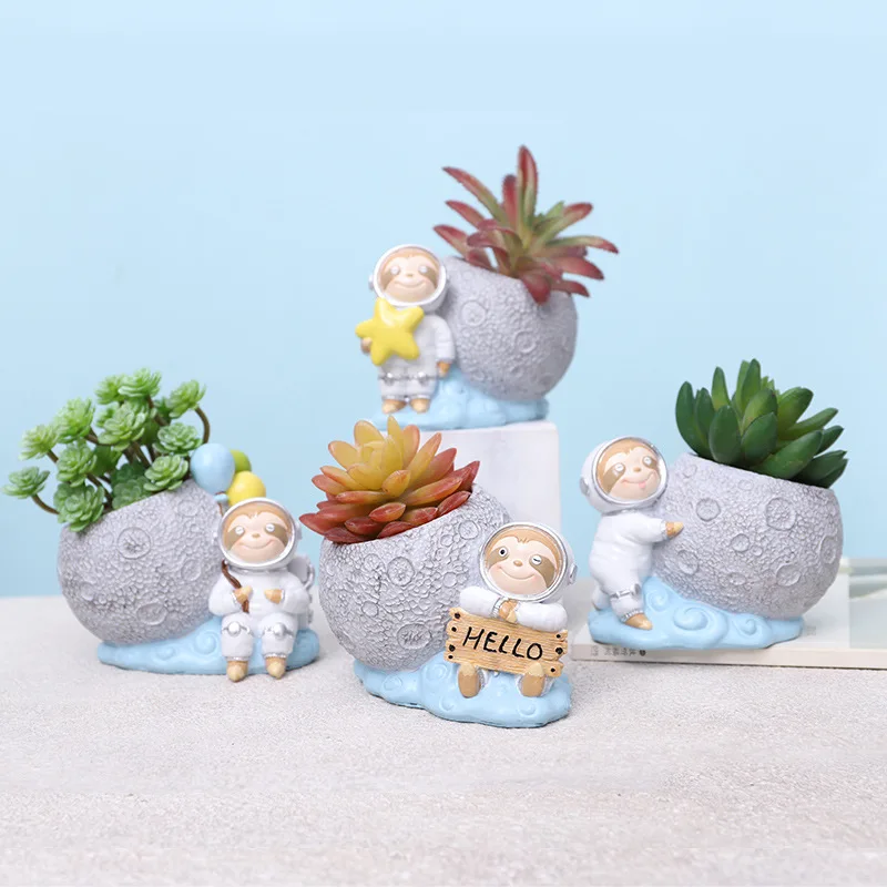 Креативный цветочный горшок научная фантастика блуждающая планета зеленое