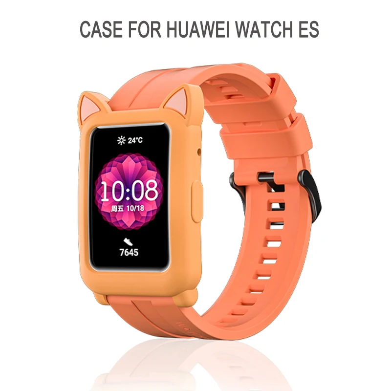 

Silicone Case For HONOR Watch ES Cat Earmuffs Case Cute Cartoon Scratch Resistant For Huawei Watch Fit Accessories Rubber Case