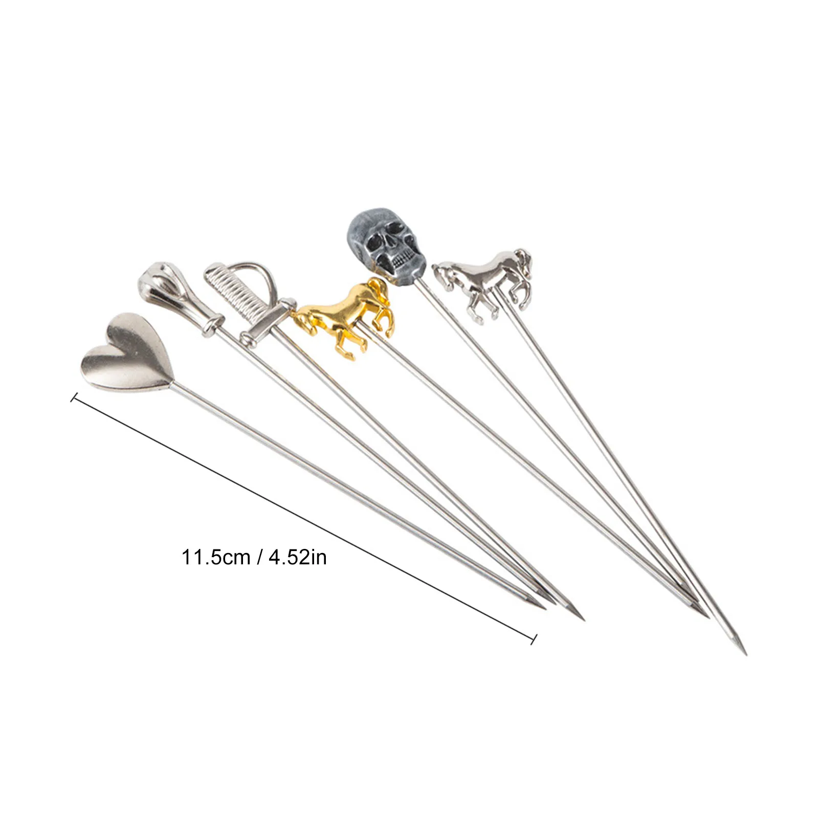 

6pcs Drink Skewers Stainless Steel Pick Cocktail Garnish Picks Bar KTV Fruit Picks Cocktail Decoration Pick Set 2021new