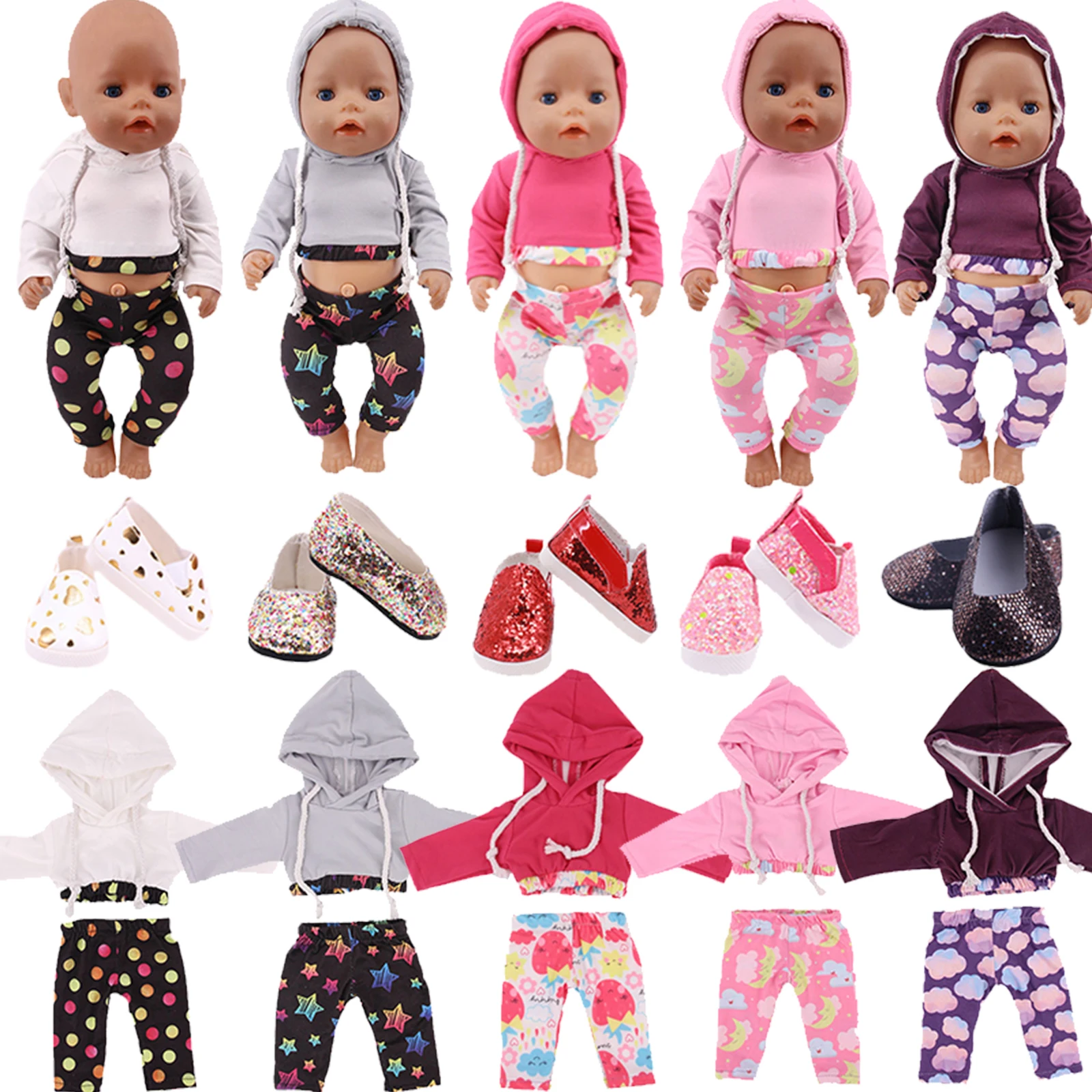 

Doll Beautiful hooded clothes suit Fit 18 Inch American Doll 40-43cm Born Baby Accessories For Baby Birthday Festival Gift