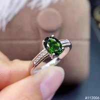 kjjeaxcmy fine jewelry 925 sterling silver inlaid natural diopside ring delicate new female gemstone ring classic support test