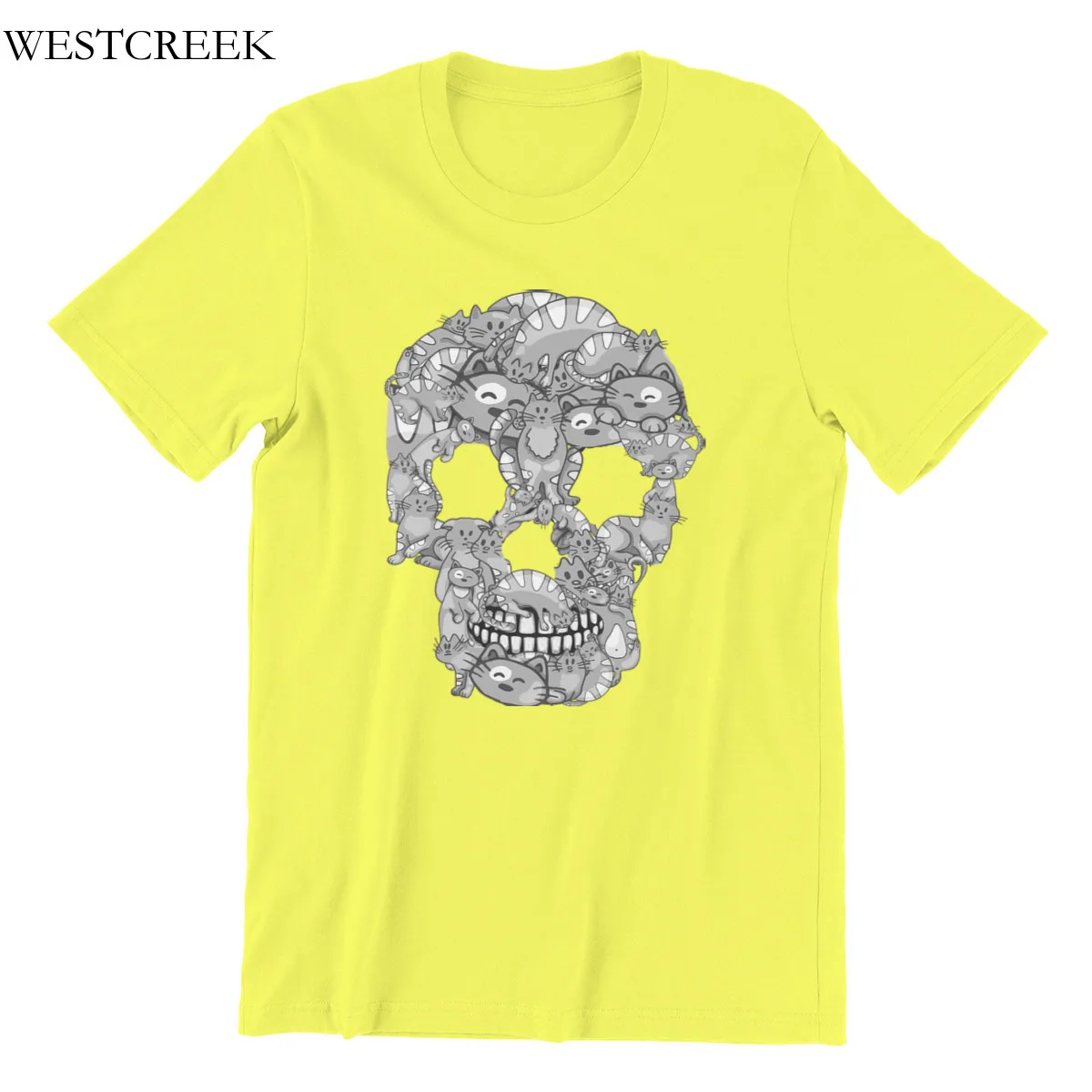 Мужская футболка с котом черепом скелетом подарок на Хэллоуин парные костюмы Ide