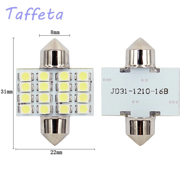 2 шт х 31 мм 16 SMD СВЕТОДИОДНЫЙ 1210 салона Купол с фестонами светодиодные лампы