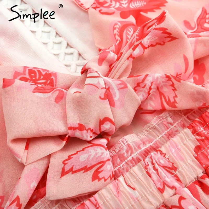 Женское летнее платье Simplee с богемным цветочным принтом 2019 пикантное элегантное