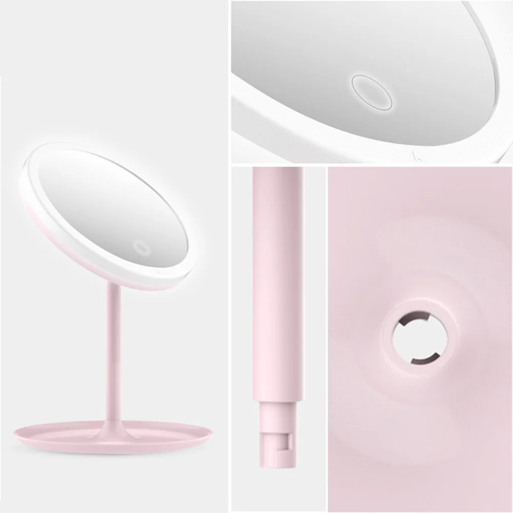 Зеркало для макияжа перезаряжаемое через USB светодиодный сенсорное плавное с