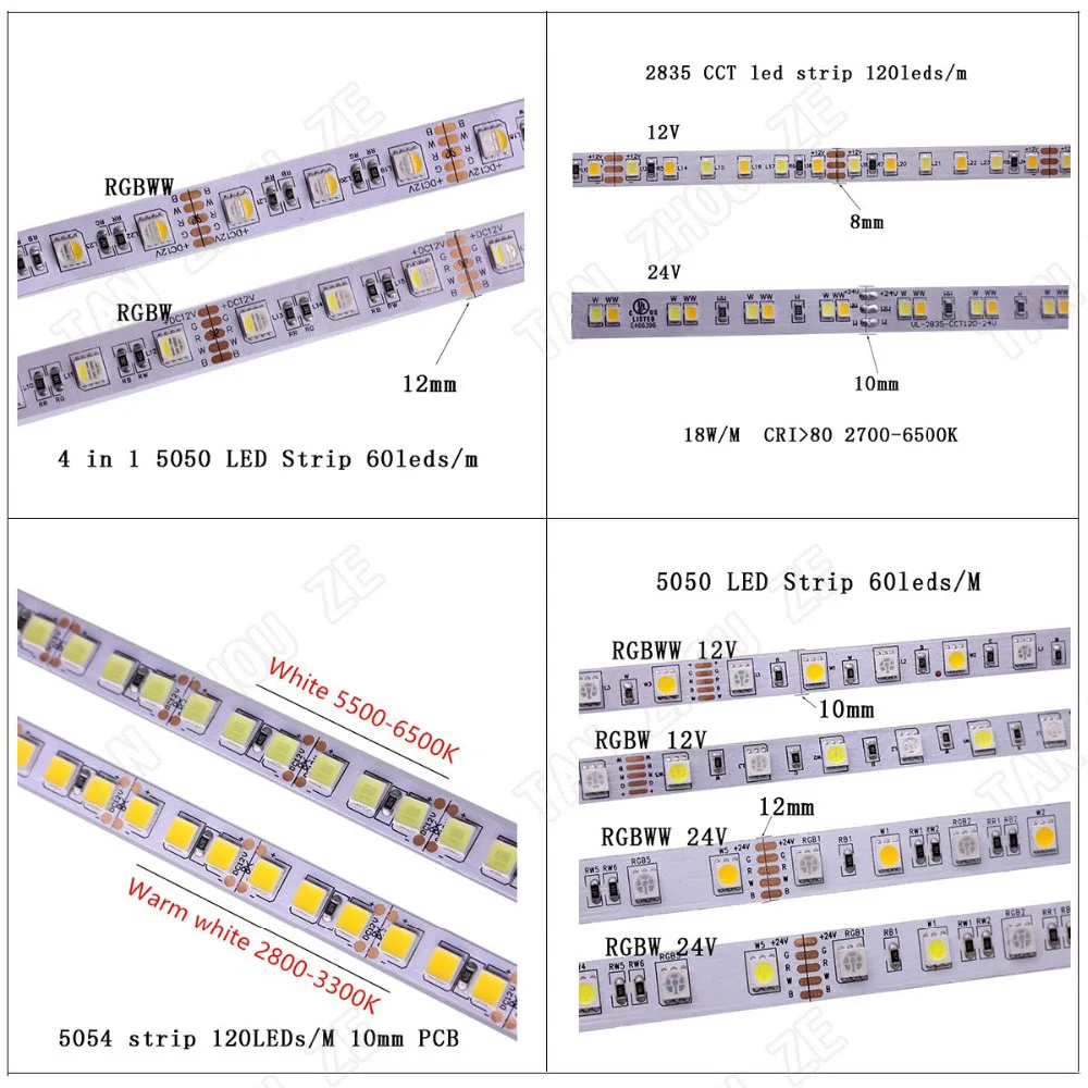 Светодиодная лента 5 м 2835 5730 5050 5054 RGB CCT RGBCCT RGBW RGBWW теплый белый свет 60/120/240/480