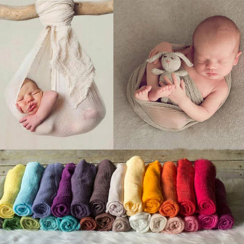

Newborn Swaddle Blanket Baby Photography Accessories Cotton and Linen Soft Swaddle Wrap Baby Bedding Bath Towel Solid Color