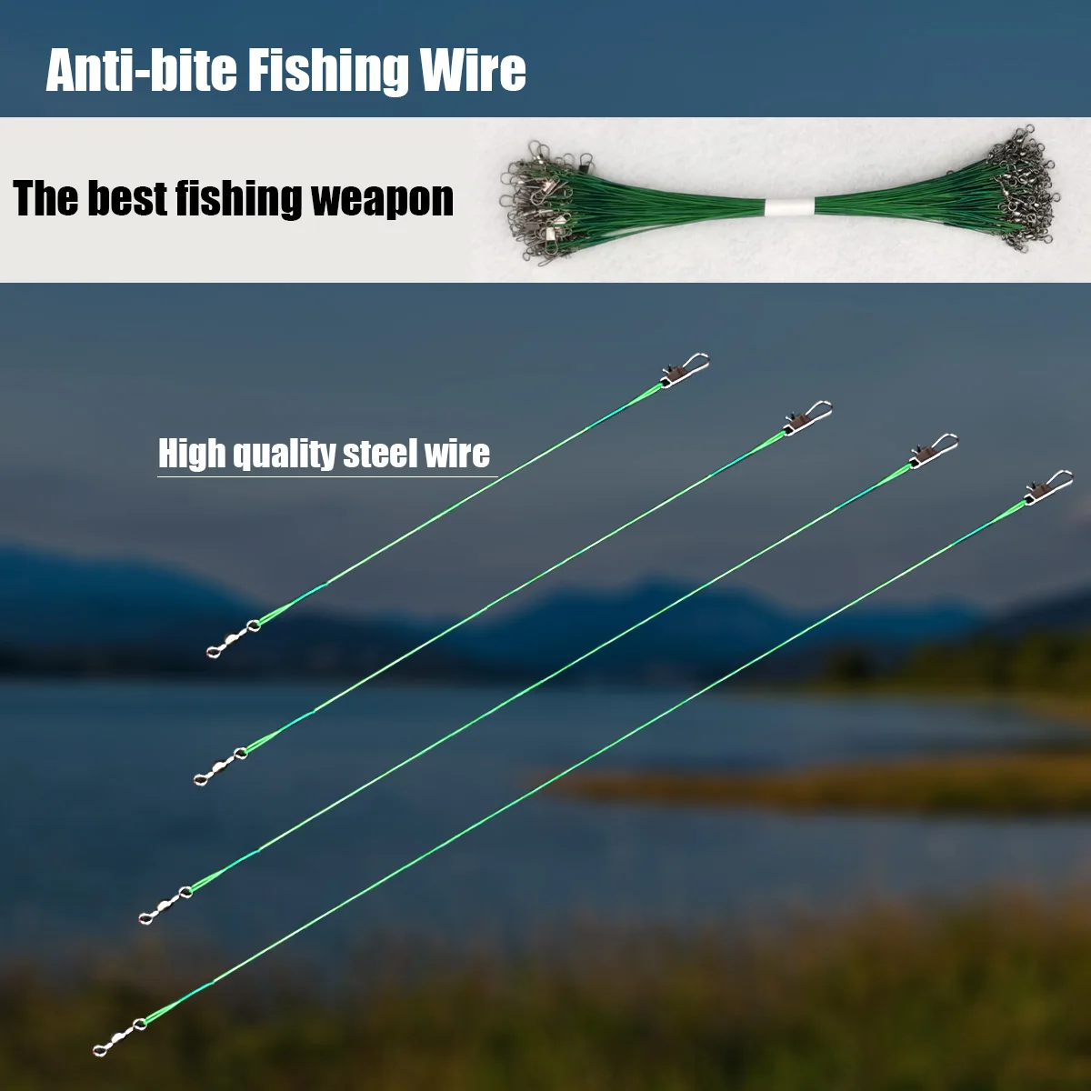 10/20/30PCS Fishing Leash Anti Bite Steel line Steel Wire Leader With Swivel Fishing Accessory Lead Core Leash Fishing Wire