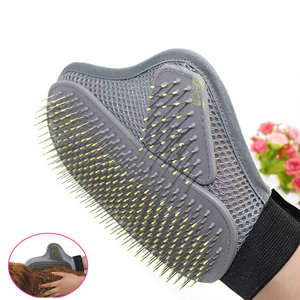 

Pet Grooming Glove Hair Removal Mitts Gentle Brush Comb Pin Brush Cat Dog Long Short Fur Hair For Relax Muscles Pet Bath Brush