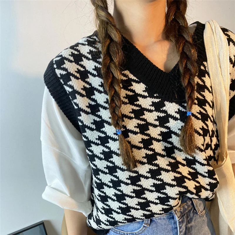 Женский вязаный жилет в стиле ретро повседневный свободный классический с