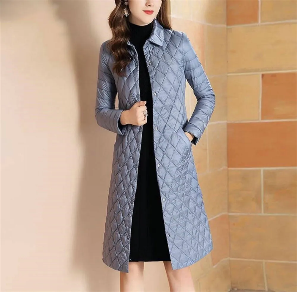 Женский пуховик простой светильник тонкая Длинная парка теплая зимняя куртка