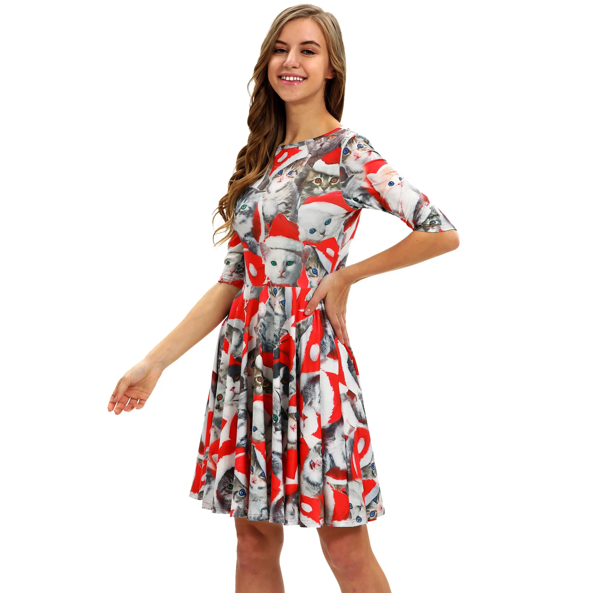 Платье для мамы и дочки модель 2019 года осенняя семейная Рождественская одежда