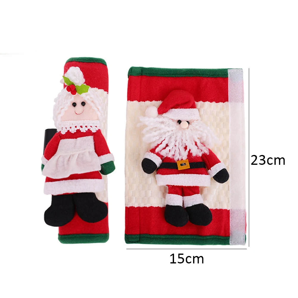 

2pcs/set Christmas Refrigerator Handle Cover Fridge Knob Door Handle Cover Cloth Protector Door Santa Kitchen Microwave Oven