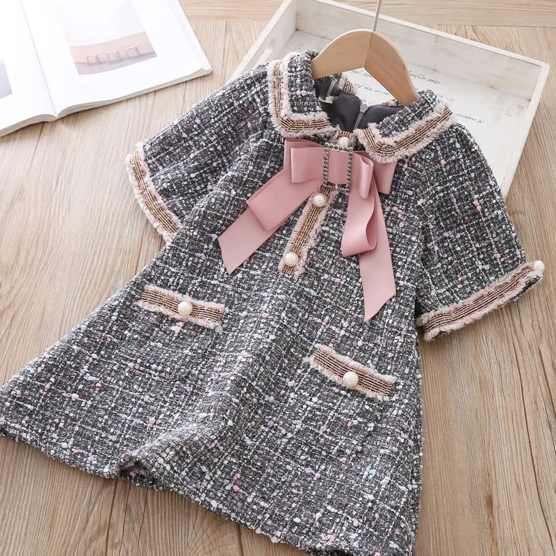 

2021 New Girls Dress Children College Style Temperament Princess Dress Bow Lady Dress