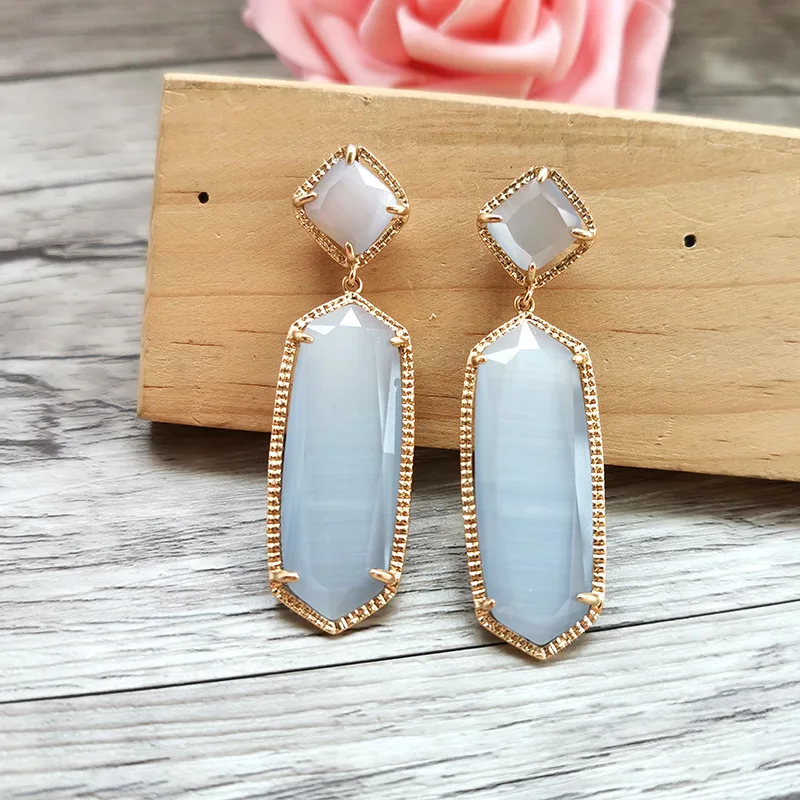 1 пара Каплевидная форма Форма серьги с камнями опалами Длинные висячие