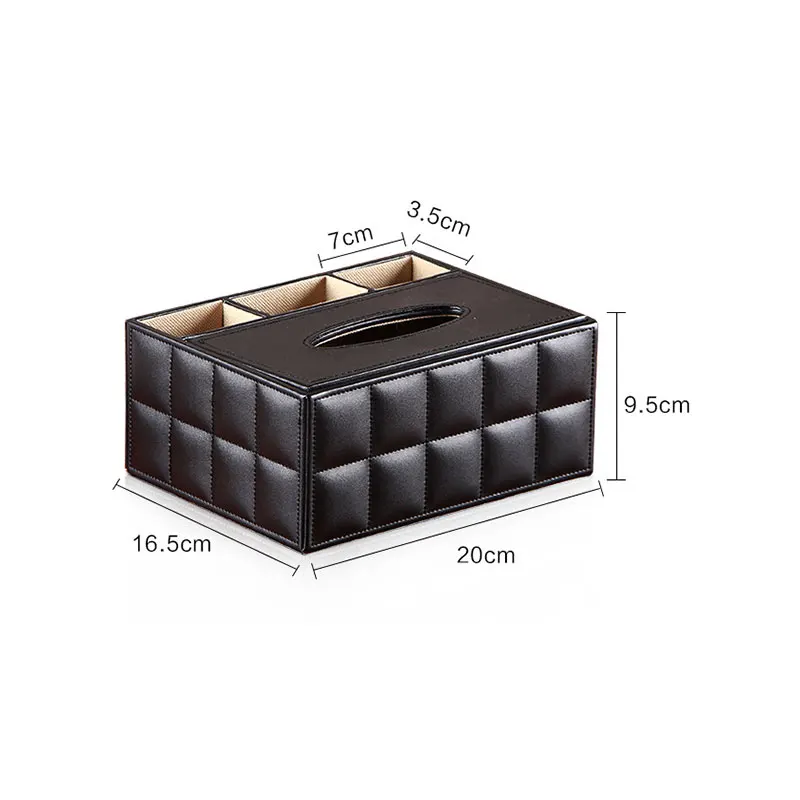 

Tissue Box PU Leather Multifunctional Napkin Phone Remote control holder wooden Storage Box Desk organizer Container