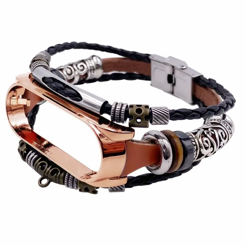 

Retro Leather Watch Band Metal Buckle Wrist Strap for XIAOMI Band 4/3 Bracelet
