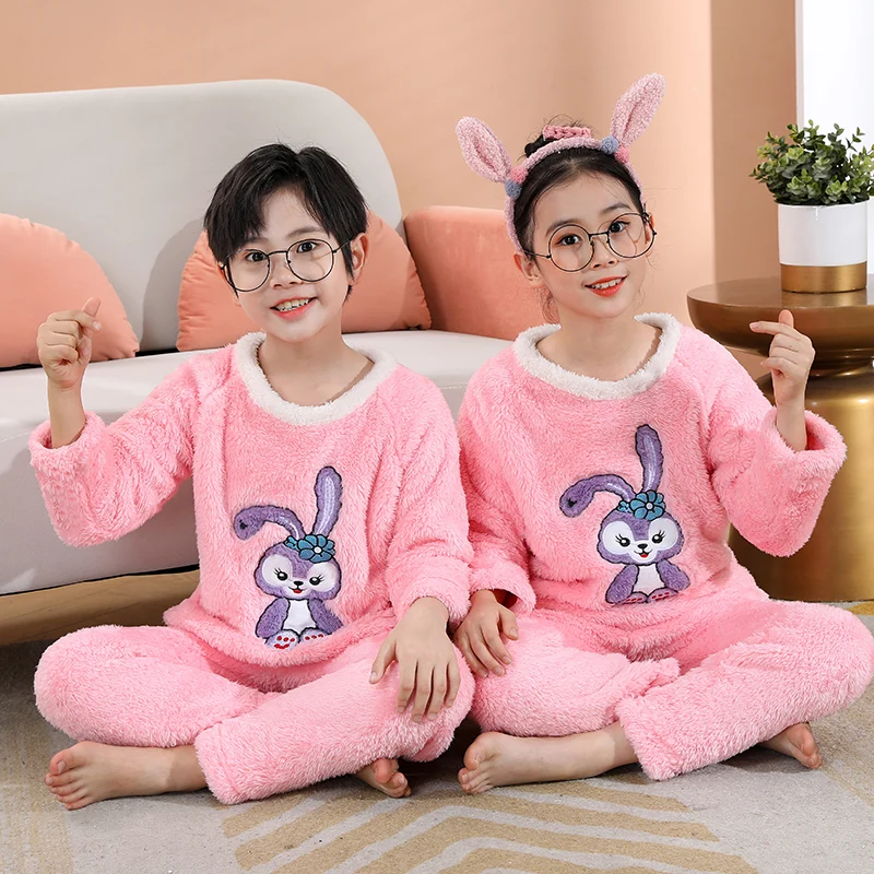 

Фланелевые пижамы для детей, новинка 2021, зимняя детская теплая одежда для сна, домашняя одежда для девочек, комплекты пижам для подростков и...