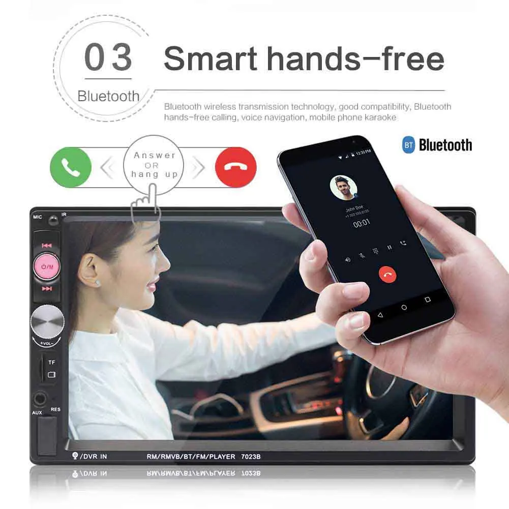 7 дюймовый HD портативный двойной 2 автомобильный стерео аудио Bluetooth Сенсорный MP5