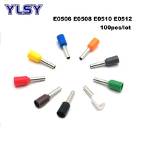 100pcs tube insutated cord end terminals electrical crimp terminal wire connector e0506e0512 crimping cable ferrules ve 22awg