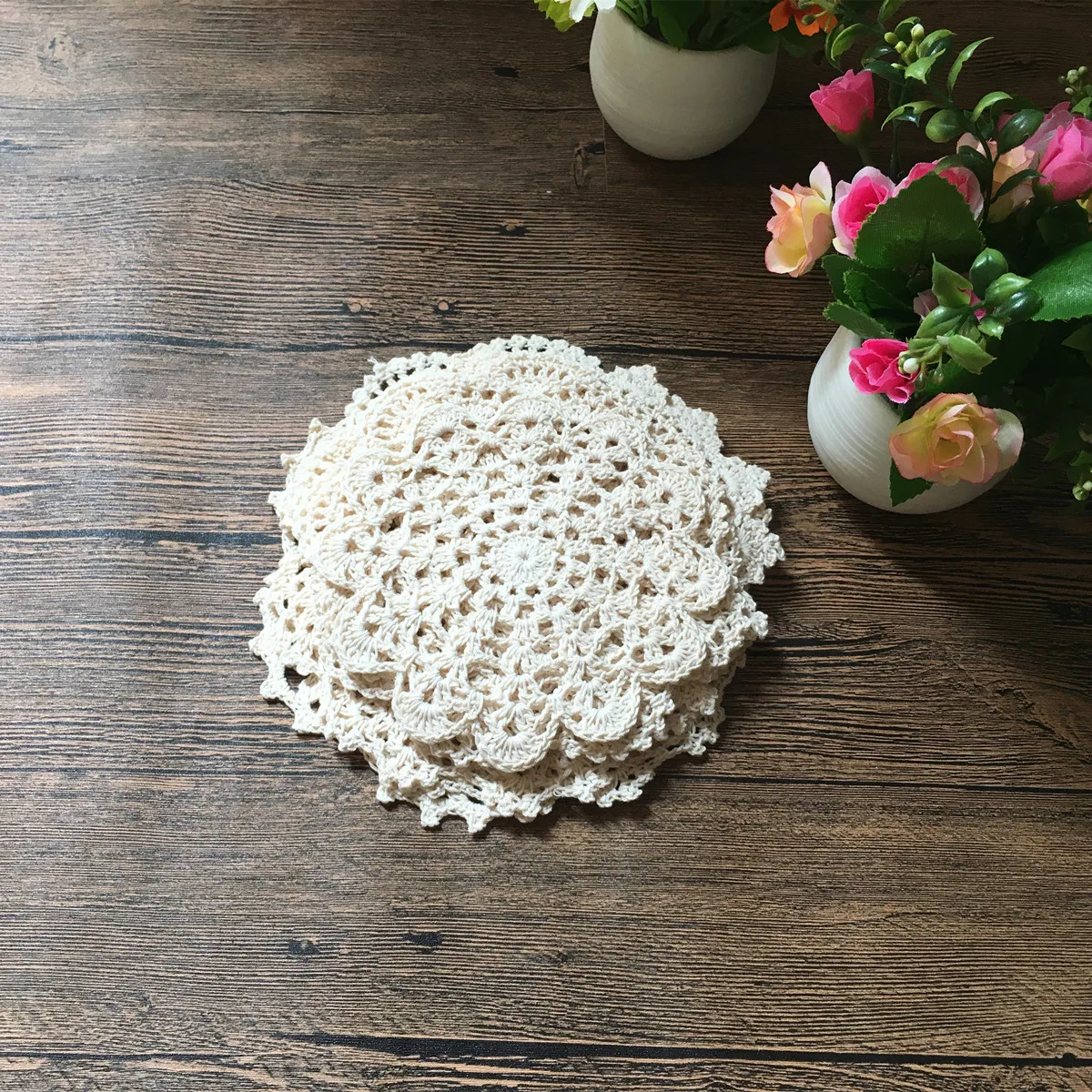 Новинка 10 шт. 100% хлопок ручная работа вязание крючком чашки коврик Coaster винтажные