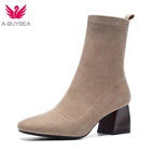 Женские ботинки в британском стиле, бархатные эластичные ботинки из флока, повседневные модные ботинки из внутренней кожи в европейском и американском стиле, универсальные