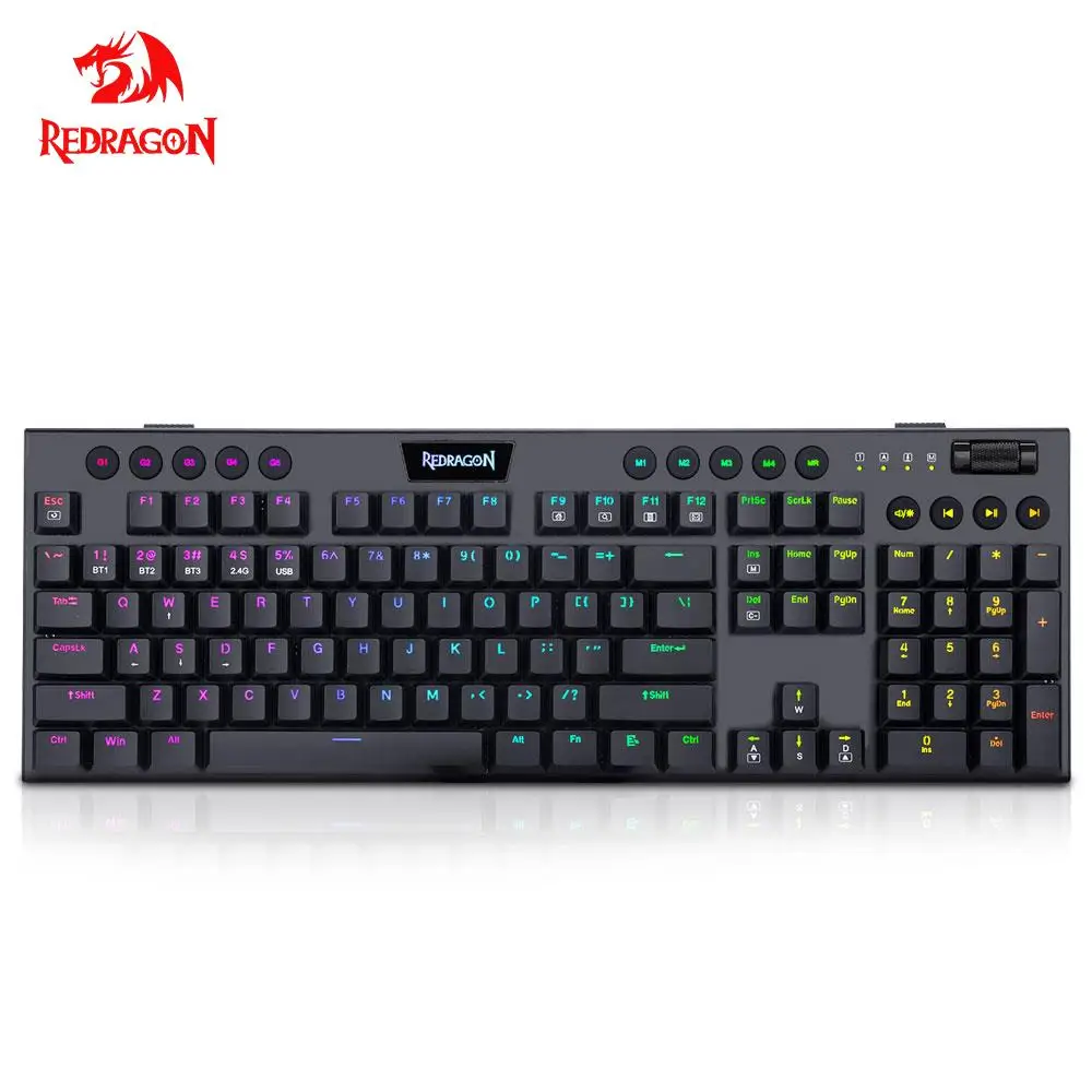 Redragon Horus K618 RGB поддержка Bluetooth 5 0 Беспроводная USB 2 4G 3 режима Механическая игровая