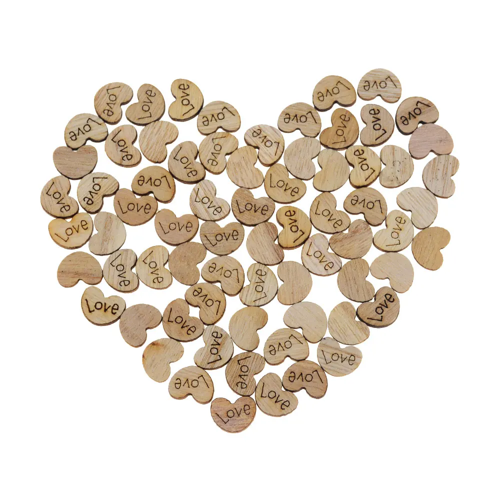 100 шт. деревянные мини сердца для украшения свадебного стола|Украшения своими