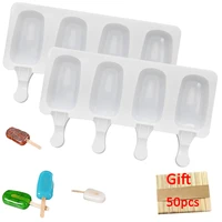 silicone molds silicone ice cream mold with 50pcs stick popsicle molds diy ice cream mould ice ice tray kitchen accessories wh