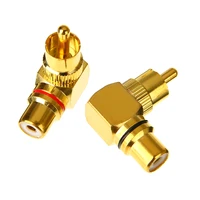 10pcs gold plated male to female audio adapter rca connector plug adapters 90 degree right angle rca av plugs converter