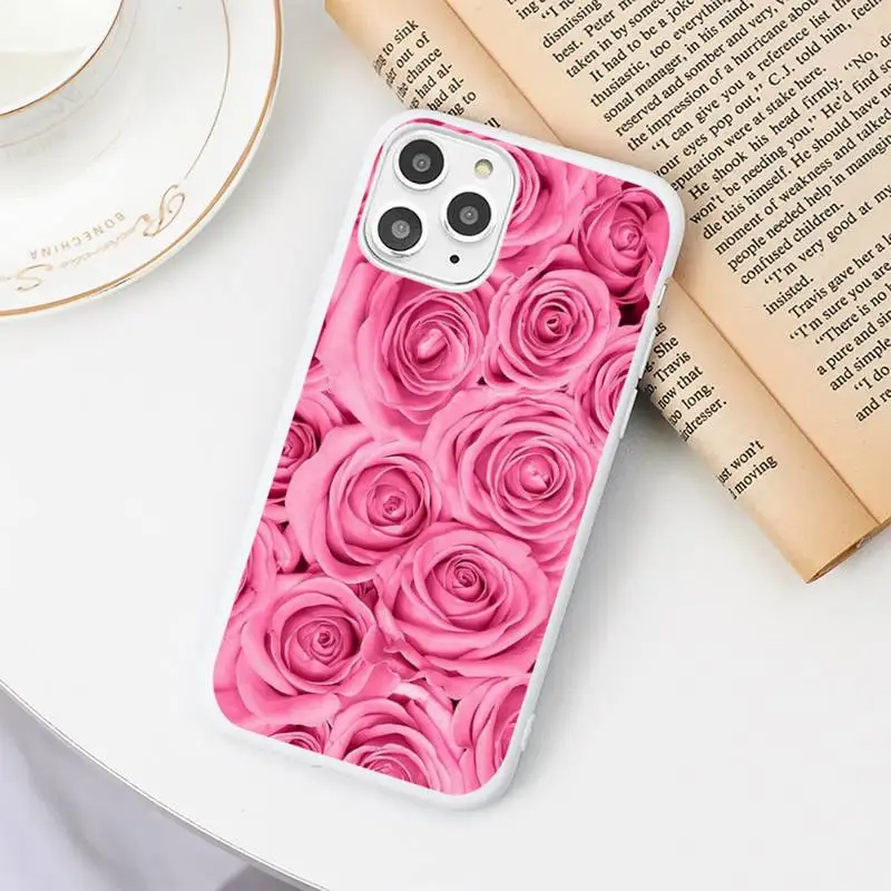 

Pink roses Phone Case Candy Color for iPhone 6 6S 7 8 11 12 XS X SE 2020 XR mini pro Plus MAX funda