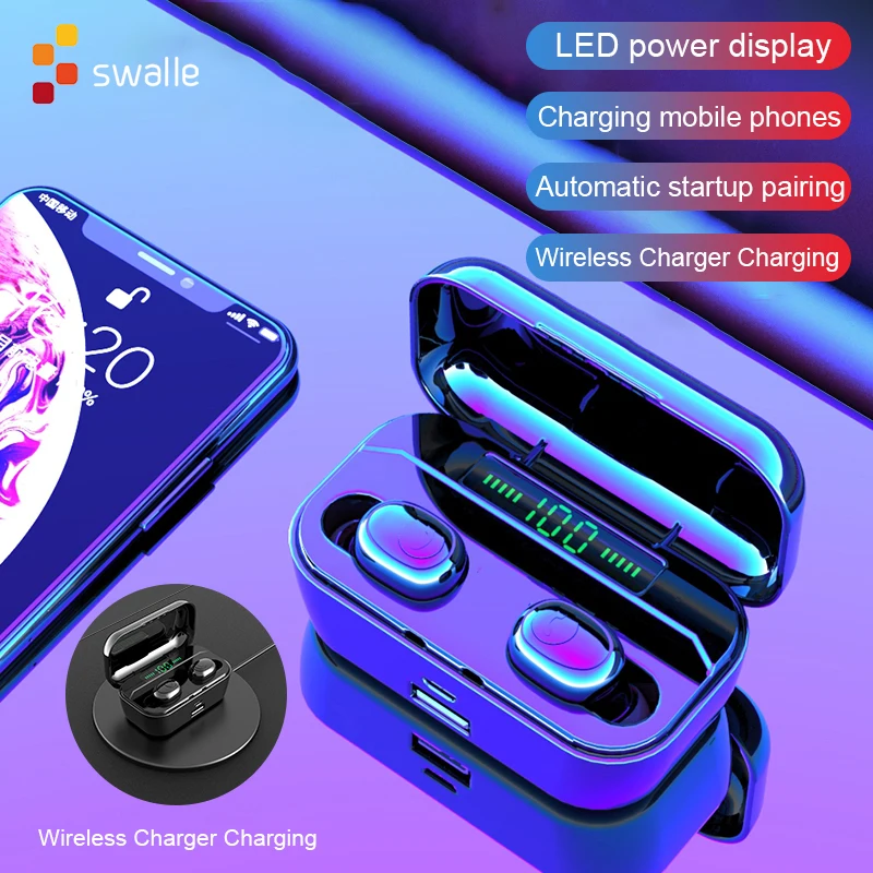 

Bluetooth-наушники Swalle V5.0, водонепроницаемость IPX7, 3500 мА ч, с сенсорным управлением
