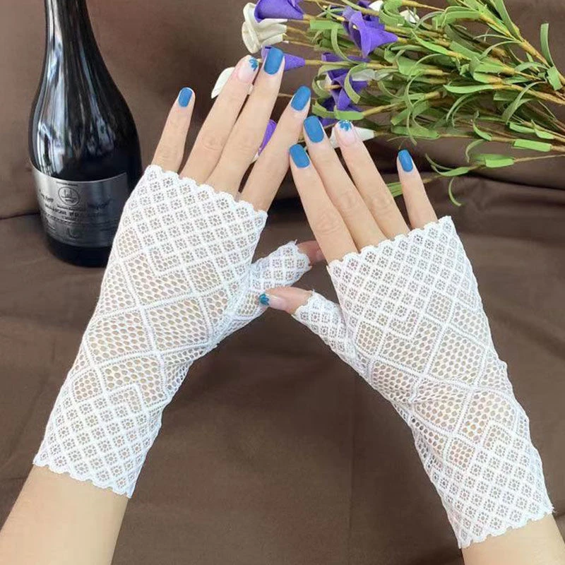 Перчатки женские кружевные пикантные танцевальные перчатки в сеточку с