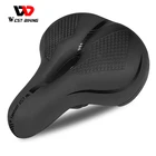 WEST BIKIMG утолщенное велосипедное седло красно-желтого цвета, Светоотражающий ремень, предупреждающее мягкое амортизирующее Велосипедное Сиденье, MTB седло горного велосипеда велосипед