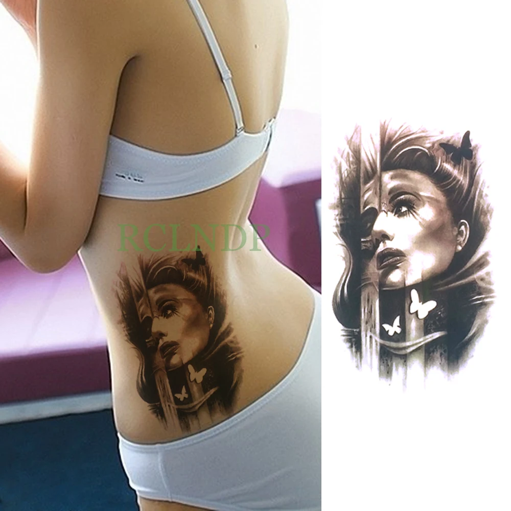 

Waterproof Temporary Tattoo Sticker Butterfly Girl Fake Tatto Flash Tatoo Back Leg Arm belly big size for Women girl Men