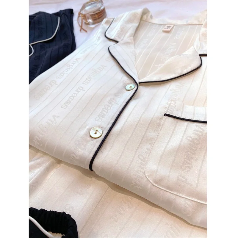 QWEEK ледяная шелковая женская пижама сатиновая Пижама с буквенным принтом Осенняя