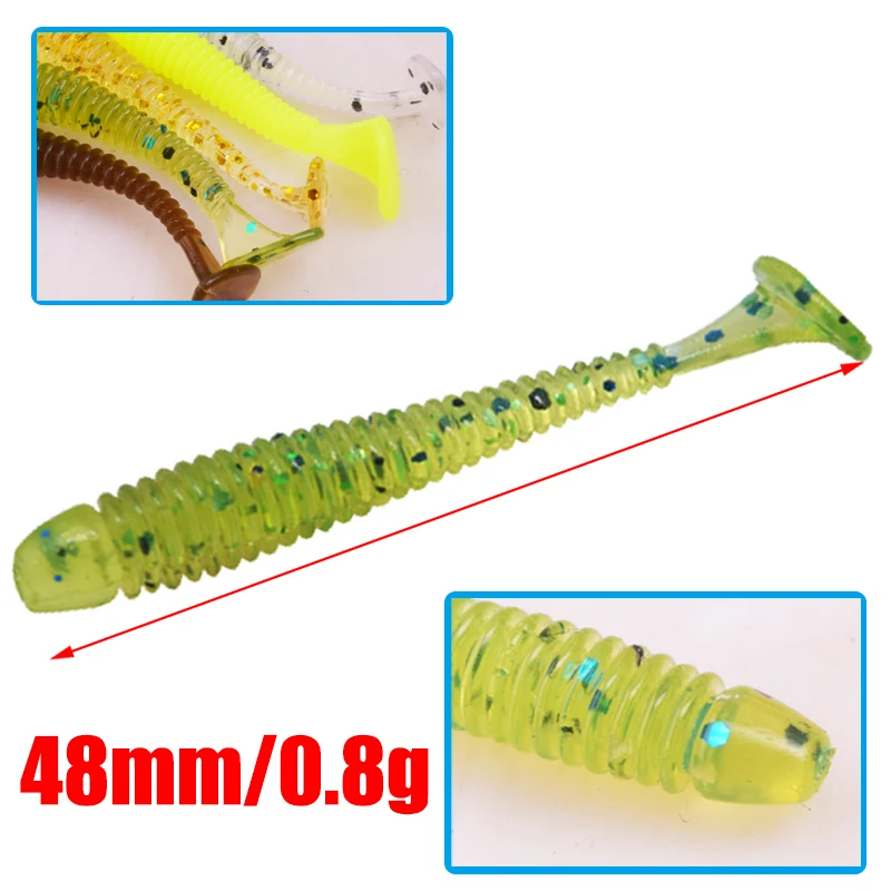 10pcs/lot fishing Soft Artificial worm lures 48mm 0.8g Jigging Wobblers fishy smell Silicone Flexible Bait Swimbait Maggots | Спорт и