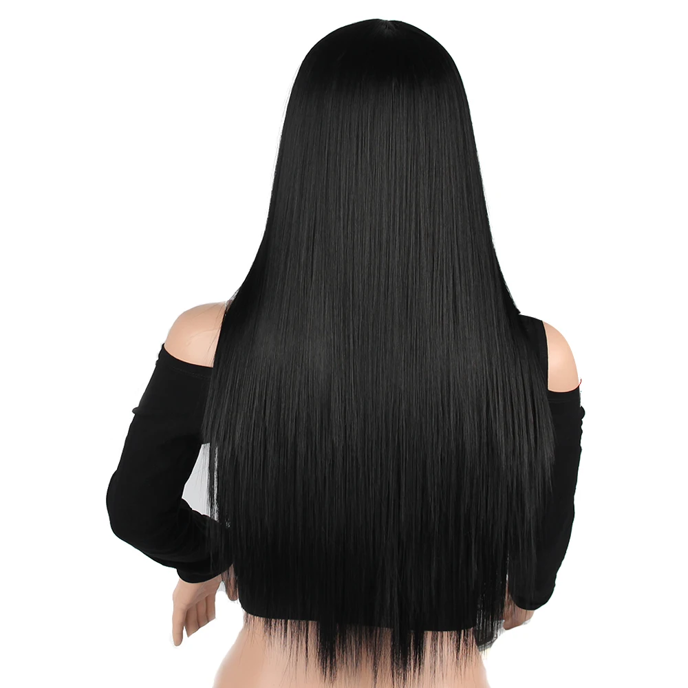 

AIYEE Synthetic Long Straight Wig Middle Part Black Purple Blue Wigs for Women Daily Party Cosplay Halloween Use