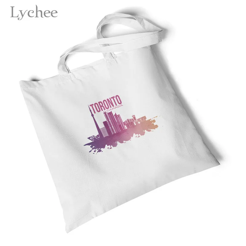 Toronto watercolor Lychee Harajuku Liverpool Nashville Женская Холщовая Сумка с принтом Большая складная сумка для покупок оригинальная дорожная сумка на плечо - Цвет: Toronto watercolor